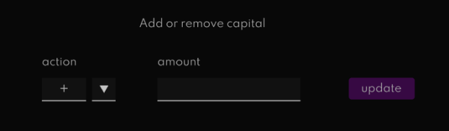 Screenshot of the Add or remove capital form