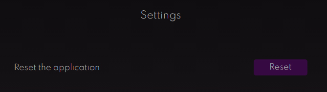 Screenshot of the settings section